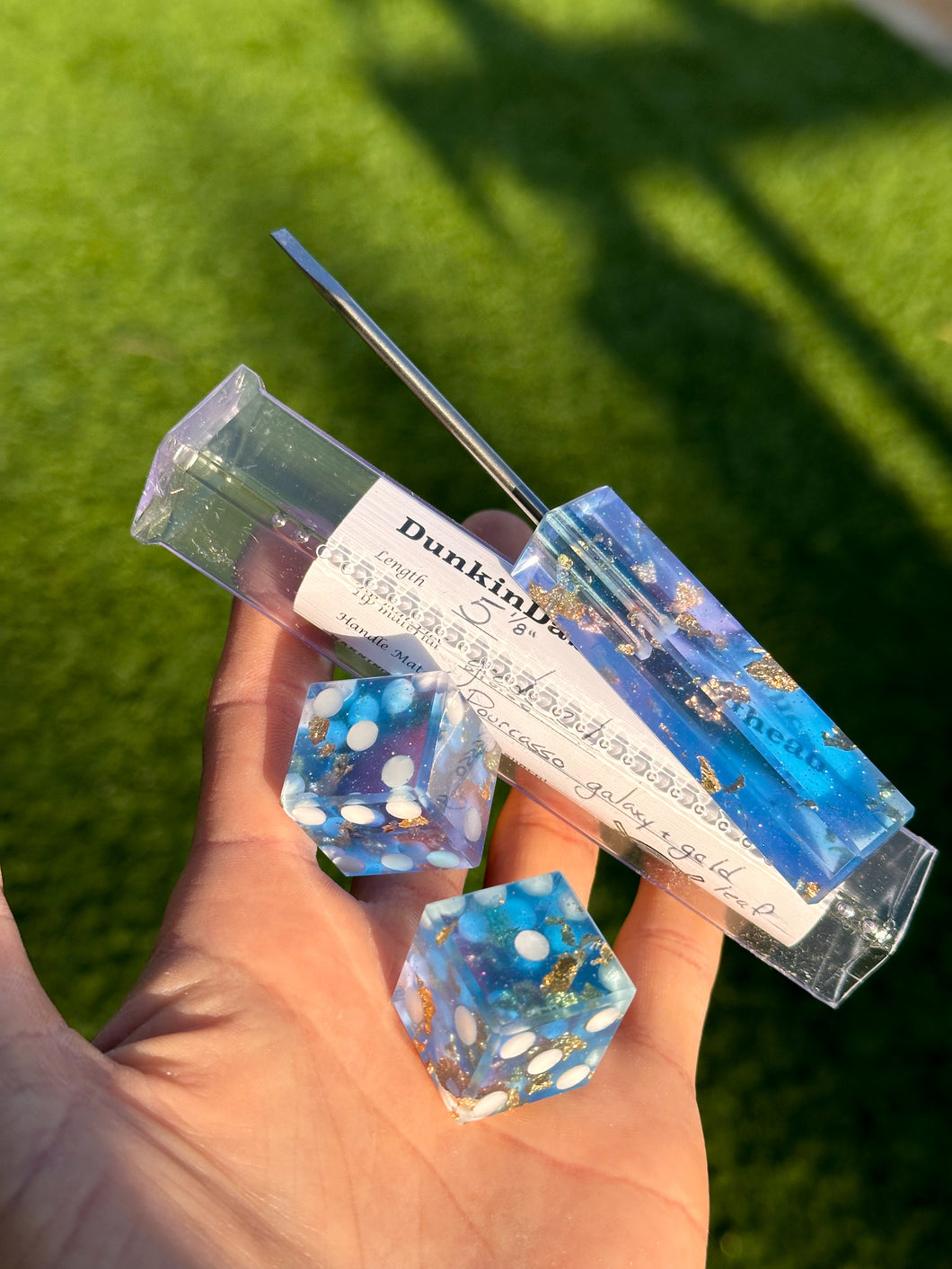 Pourcasso Galaxy + Gold Leaf Flathead Dice Set