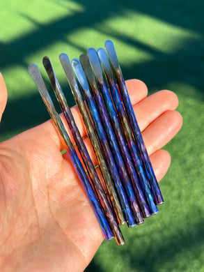 Hammer Dimpled Heat Anodized Titanium XL Spatulas