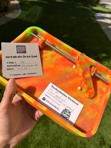 Pourcasso Uv Creamsicle Tech Deck Flathead w/ Matching Tray + Grinding Rail