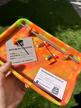 Load image into Gallery viewer, Pourcasso Uv Creamsicle Tech Deck Flathead w/ Matching Tray + Grinding Rail